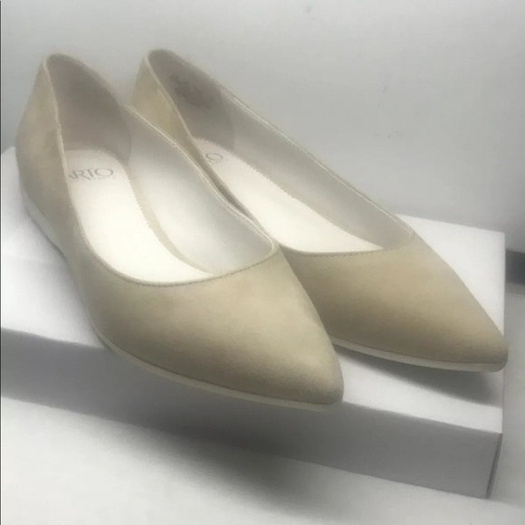 Franco Sarto Dexie Beige Leather Pointed Toe Flat